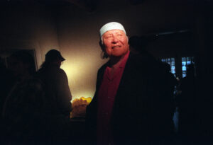 Taos artist R.C. Gorman attends the opening of the Taos Glass Arts Gallery on Bent Street, November 2000.CREDIT: Rick Romancito, The Taos News