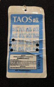 Old lift ticket from Taos Ski Valley